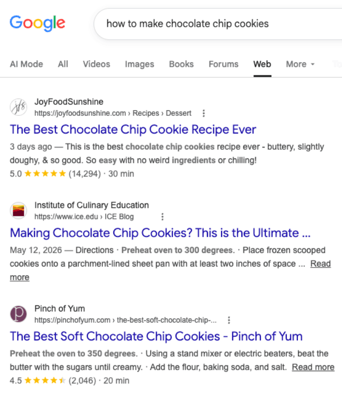old blue link google search results